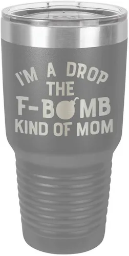 Vista 16 de I'M A DROP THE F BOMB KIND OF MOM Vaso negro de 30 onzas con popote y tapa superior deslizante Taza de viaje de acero inoxidable Comparar