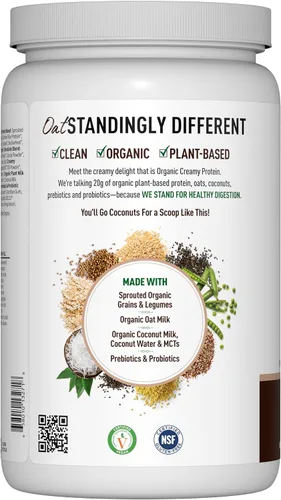 Vista 7 de Garden of Life Proteína vegetal cremosa + leche de avena en polvo + proteína vegana con sabor a chocolate, a base de plantas, prebióticos