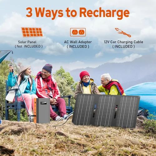 Vista 8 de Portable Solar Generator 300W,110V Portable Power Bank 65W with Foldable 60W Solar Panel, Power Station with DC AC Outlet for Home Smart Devices
