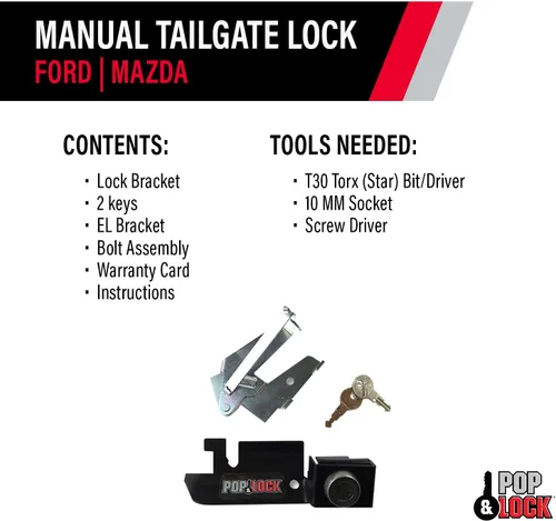 Vista 5 de Pop & Lock PL2300 Cerradura manual negra para portón trasero (funciona solo con mango de acero de fábrica)