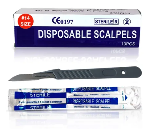 Vista 15 de MedHelp Escalpelos Desechables 10 - Herramienta de Dermaplaning Escalpelos 10 con Mango de Plástico, Hojas de Dermablade de Acero de Alto Carbono