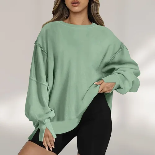 Vista 2 de SMIDOW Sudaderas de cuello redondo de gran tamaño para mujer, sudaderas con capucha para otoño 2023 a la moda, ropa cálida Y2K, casual