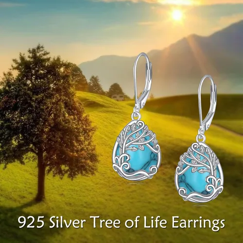 Vista 19 de Aretes colgantes con forma de lágrima de filigrana de piedra lunar de plata de ley 925 con cierre de palanca para mujer, regalos de joyería