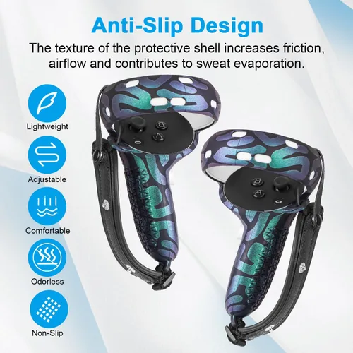 Vista 30 de Relohas Accessories for Oculus Quest 2, VR Accessory Set for Meta Quest 2, Include Controller Grip Leather Cover, VR Shell Cover, Face Cover, The
