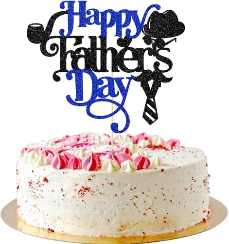 Vista 10 de Decoración para tartas con purpurina negra para el día del padre, feliz cumpleaños papá, te amamos papá, decoraciones de fiesta del día del padre