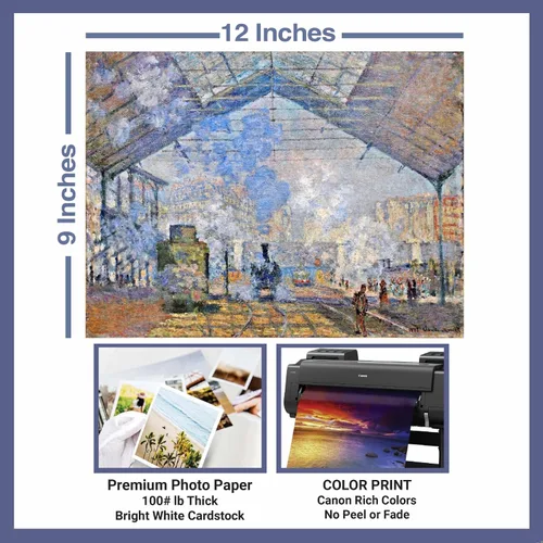 Vista 2 de Impresión de póster premium de la estación de San Lazare de Claude Monet Reproducción de pintura de arte fino Regalo de decoración de arte