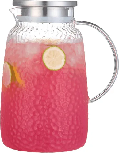 Vista 8 de Jarra alta de vidrio de borosilicato, jarra de cristal para té caliente y frío.