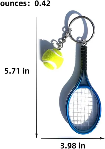 Vista 3 de Mini raqueta de tenis de color con llavero de bola