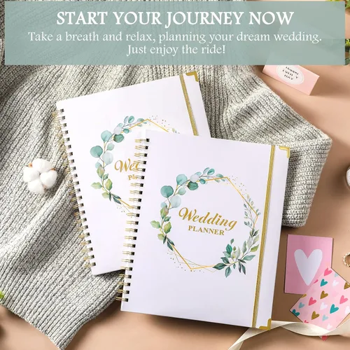 Vista 2 de Agenda de boda – Libro de planificación de boda y organizador para la novia con 5 secciones con pestañas, 12 x 9 pulgadas, tapa dura con esquina