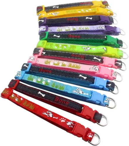 Vista 15 de YOY Juego de 12 collares de identificación de nailon suave para cachorros, ajustables, reutilizables, lavables, bandas de identificación de mascotas