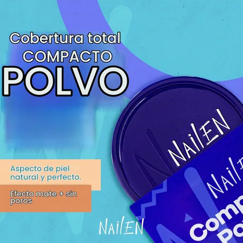 Vista 6 de Nailen Base de maquillaje compacta en polvo con acabado mate, control de brillo, cobertura completa, ideal para todo tipo de piel y aspecto de cara