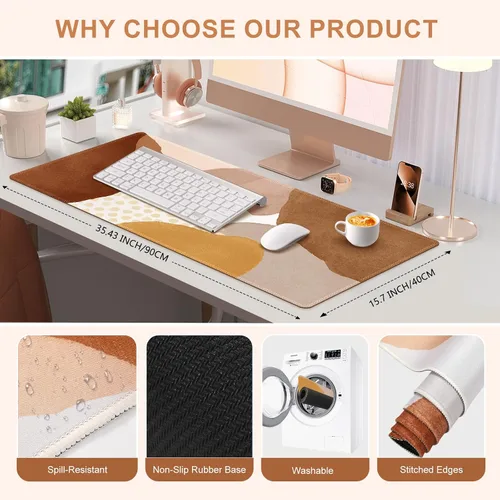 Vista 3 de HAOCOO Alfombrilla de escritorio, alfombrilla ergonómica para mouse con soporte de muñeca y reposamuñecas para teclado, 4 alfombrillas de mouse