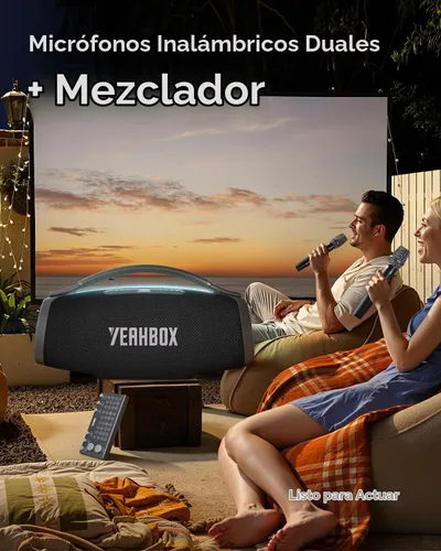 Vista 6 de YEAHBOX Ultra 320 K Altavoz portátil Bluetooth Partido Karaoke PA Altavoz Blanco