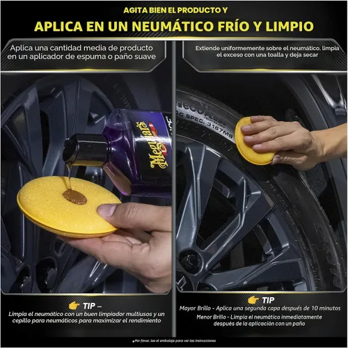 Vista 4 de Meguiar Endurance - Gel para neumáticos, el apósito de neumáticos protege y brilla los neumáticos de automóvil, botella de 16 onzas