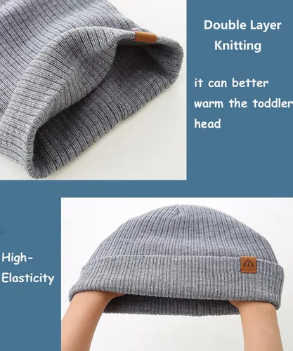 Vista 3 de LMLALML Gorro de invierno para niños pequeños, elegante gorro de invierno de punto para niños