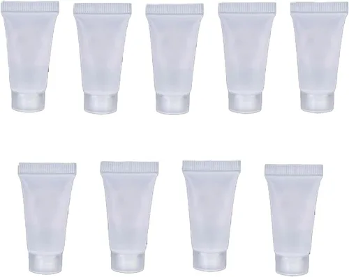 Vista 9 de Botellas de embalaje de muestra de 0.2 fl oz, 50 tubos de plástico vacíos recargables, mini recipientes de maquillaje para loción corporal, champú