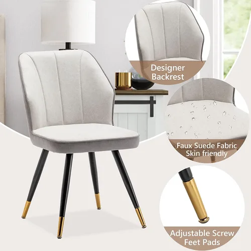Vista 7 de Juego de 2 sillas de comedor, modernas sillas de comedor tapizadas sin brazos para cocina, comedor, escritorio, sillas laterales con patas de metal