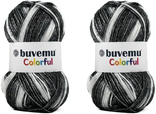 Vista 15 de Colorido hilo multicolor a rayas con sutil brillo, 56% poliéster, 44% acrílico, cada uno de 3.53 onzas / 252 yardas (754.6 ft) (n.º 1) (cebra)