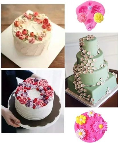 Vista 5 de FIRETREESILVERFLOWER Molde de silicona para fondant de flores y mariposas, para decoración de pasteles, dulce de chocolate, arcilla polimérica