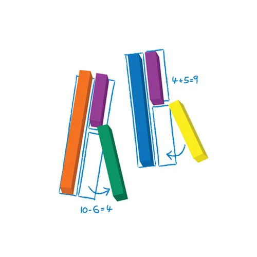 Vista 7 de ETA hand2mind - Juego introductorio de regletas de Cuisenaire de madera con charola (juego de 74 regletas)