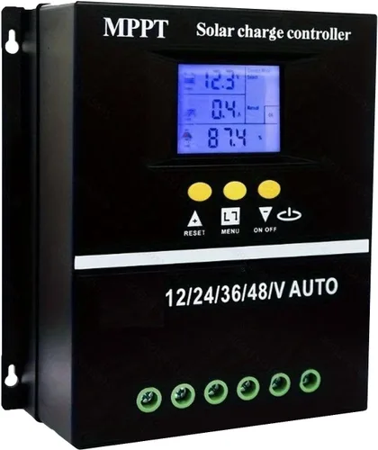 Vista 2 de Controlador de carga solar MPPT 100A, 12/24/36/48V, pantalla LCD, USB dual, negro