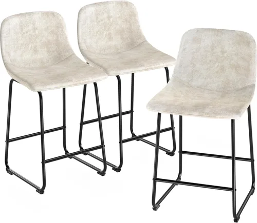 Vista 30 de TAVR Furniture Leathaire - Juego de 2 taburetes de tela con altura de mostrador, sillas de isla sin brazos, con capacidad para hasta 500 libras
