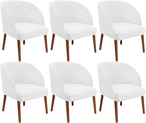 Vista 18 de Juego de 2 fundas de terciopelo elástico para sillas de comedor, con respaldo curvo moderno, protector de silla para sala de estar, dormitorio, Beige