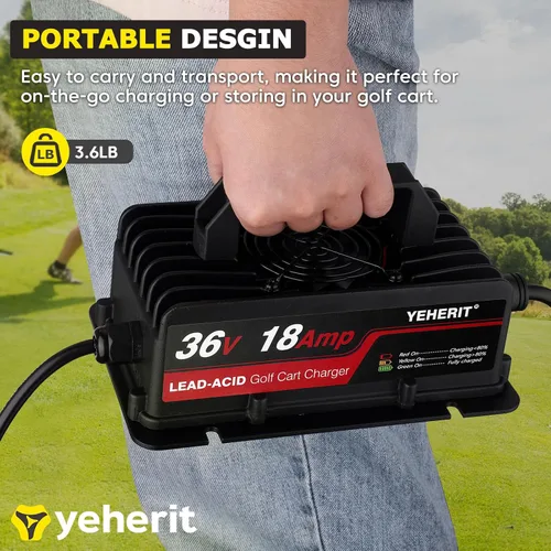 Vista 7 de Cargador de batería de 36 V 18 A compatible con carritos de golf EZGO TXT con enchufe estilo D, carga rápida inteligente para baterías de plomo