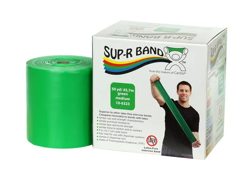 Vista 19 de Cando 10-6303 Sup-R Banda elástica sin látex para ejercicio, 1,5 metros, individual, resistencia media, verde