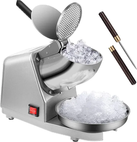 Vista 11 de VIVOHOME Picadora de Hielo Eléctrica Trituradora Máquina para Hacer Conos de Nieve Rojo 64.86 kg/hora con Palillo de Hielo para Uso Doméstico