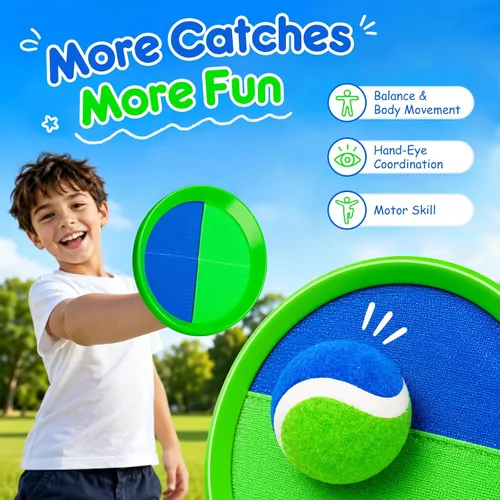 Vista 5 de Juego de pelota para lanzar y atrapar, juego de bolas adhesivas mejoradas para niños y niños pequeños, resistente y resistente al agua, juguete