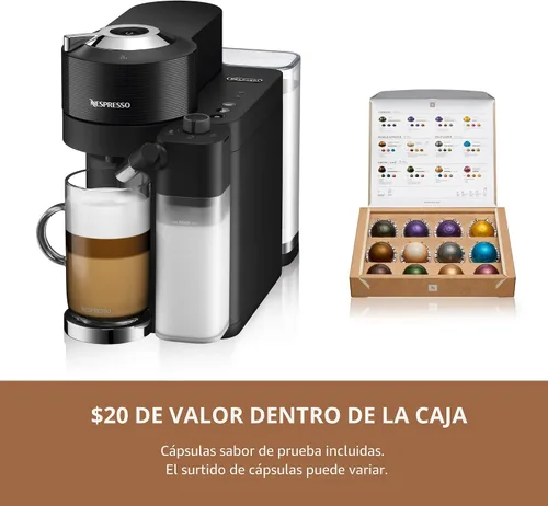Vista 8 de Nespresso Vertuo Lattissima - Cafetera para café y espresso de De'Longhi, color negro mate y brillante Matte black and glossy finish with one