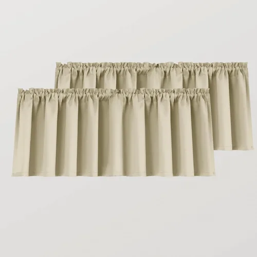 Vista 19 de Mrs.Naturall Cenefas de playa para ventana de cocina, paquete de 2 cenefas opacas con bolsillo para barra, para sala de estar, baño, 36 x 16