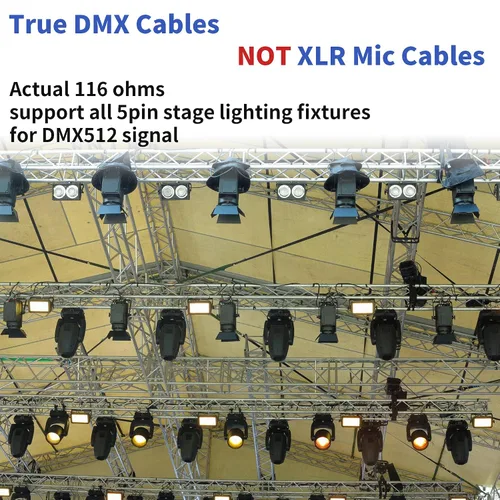 Vista 2 de SMALL-EYE Cable DMX de 5 pines, paquete de 6 unidades, cable DMX512 de 4 núcleos macho a hembra para iluminación de escenario (3 pies)