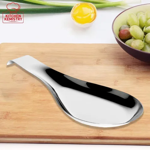 Vista 2 de Soporte de cuchara de acero inoxidable grande con mango largo, para encimera de cocina, soporte para espátula y cucharón, soporte para estufa, apto
