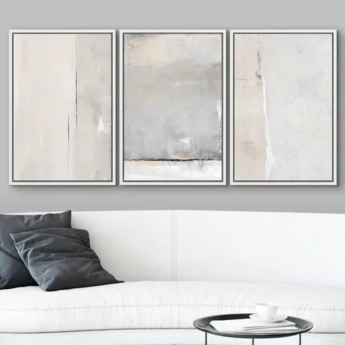 Vista 17 de wall26 Lienzo enmarcado para pared, juego de arte de acuarela pastel, paisaje rural, ilustraciones con formas abstractas, arte moderno, decorativo