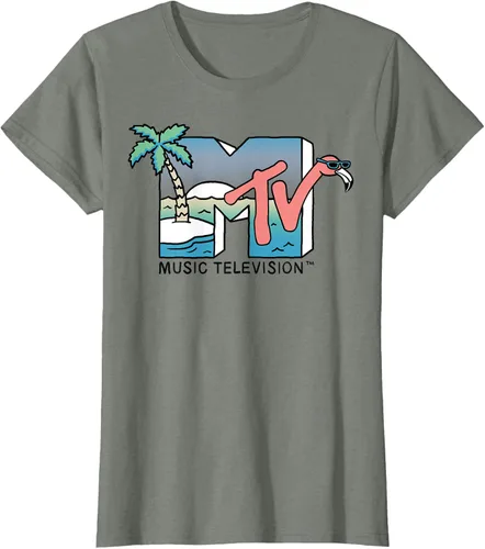 Vista 13 de MTV Camiseta con logotipo de flamenco de Beach Island Blanco