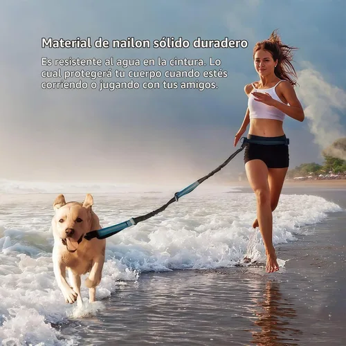 Vista 6 de Uppetly Correa de correr para perros manos libres con cinturón ajustable, cuerda elástica de doble asa retráctil para perros pequeños y medianos