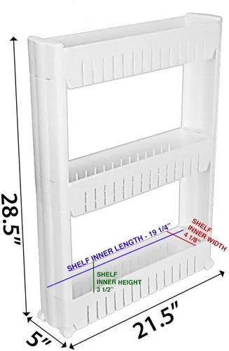 Vista 2 de Modern Home Estante organizador de almacenamiento deslizante estrecho - Estantes de almacenamiento portátiles para lavandería/baño/cocina