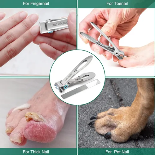 Vista 2 de SZHLUX Juego de cortaúñas con apertura superancha, para uñas gruesas de dedos y uñas de los pies, para manicura, pedicura, hombres y mujeres