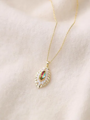 Vista 7 de Collar colgante ovalado de cristal para mujer, chapado en globo, bisutería