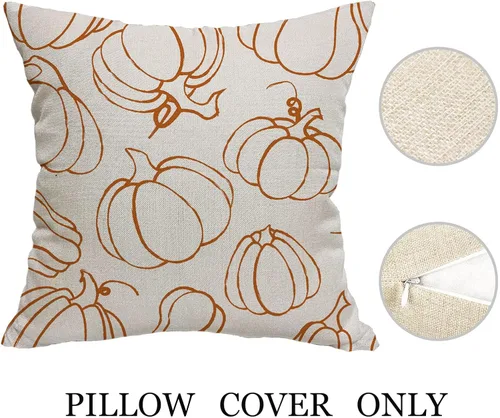 Vista 3 de Fundas de almohada de calabaza de otoño, color naranja, para Calabaza Naranja 1