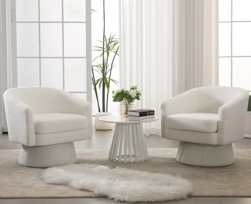 Vista 14 de Shunzhi Silla giratoria moderna, lino beige Sábanas beige