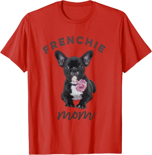 Vista 71 de Camiseta Bulldog Francés para Mujer, Frenchie Mom, Flor, Negro, S