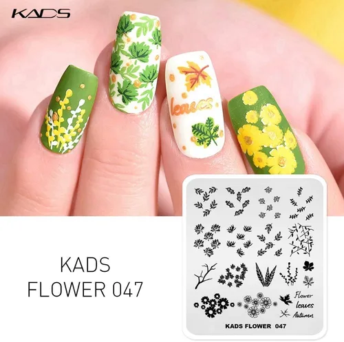 Vista 5 de KADS Juego de 5 placas de sello de uñas, placa de estampado artístico con hojas, flores, diseños de animales
