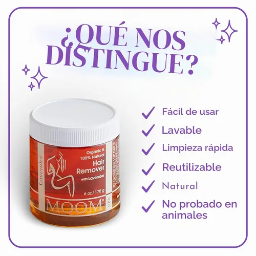 Vista 3 de MOOM USDA - Kit de depilación de azúcar orgánico con lavanda para mujeres