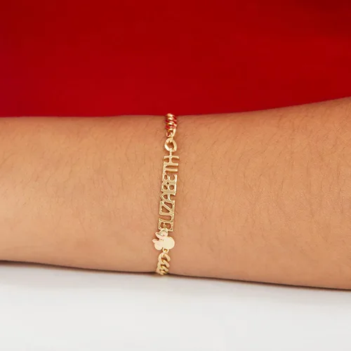 Vista 2 de Disney Pulsera personalizada de Minnie Mouse para niñas, plata de ley y plata de ley chapada en oro, con licencia