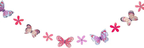 Vista 3 de Bonita guirnalda de mariposas rosadas, decoraciones de cumpleaños para niñas y niños, suministros de fiesta, decoración de habitación infantil, baby