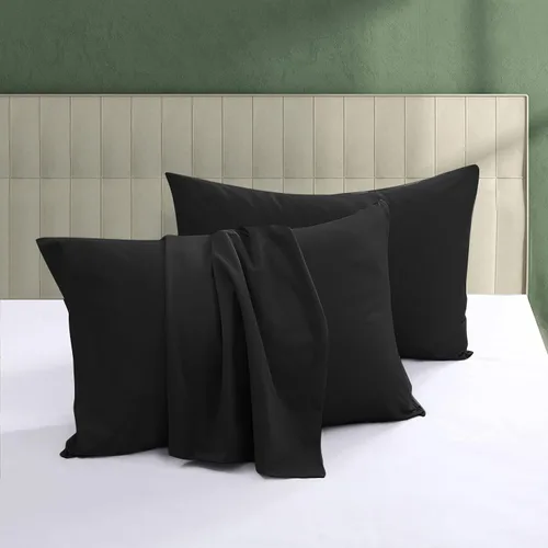 Vista 17 de Juego de 2 protectores de almohada 100% algodón egipcio, 600 hilos tamaño estándar con cremallera, fundas refrescantes de tejido satinado, Beige