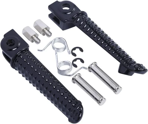 Vista 2 de TCMT Juego de estriberas negras para reposapiés delantero para Yamaha YZF R1 1998-2024 R1S R1M 2015-2024 YZF R6 2003-2020 YZF R6S 2003-2009